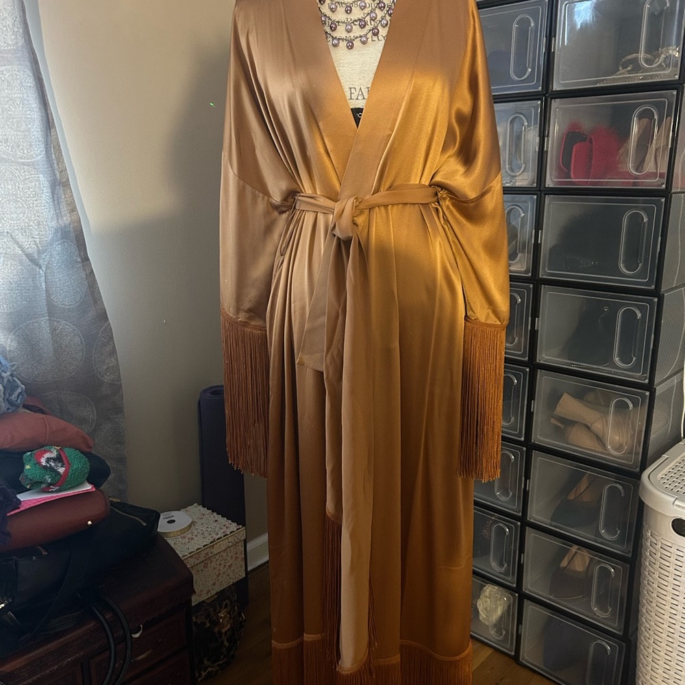 Olivia von Halle Gold Silk Robe